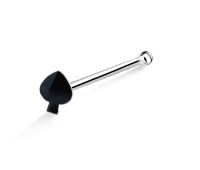 Black Spade Silver Bone Nose Stud NSKD-355CL